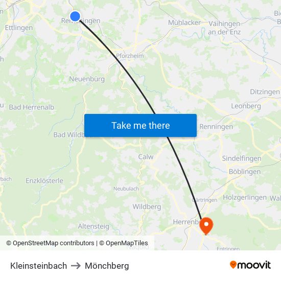 Kleinsteinbach to Mönchberg map