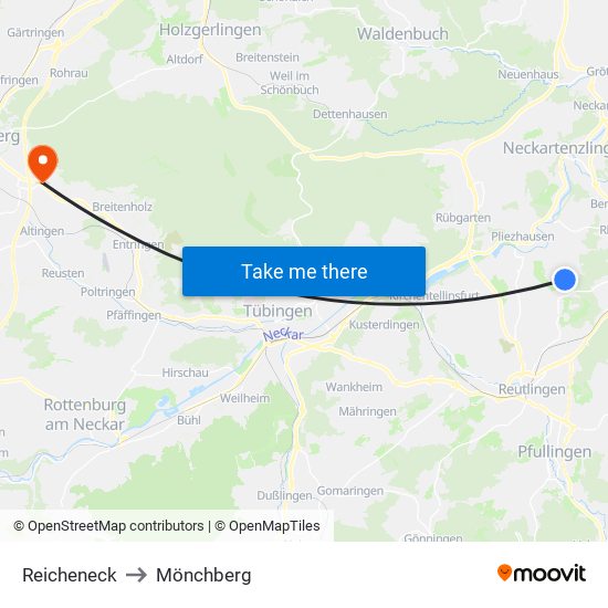 Reicheneck to Mönchberg map