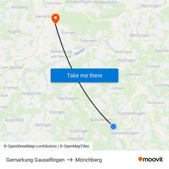 Gemarkung Gauselfingen to Mönchberg map