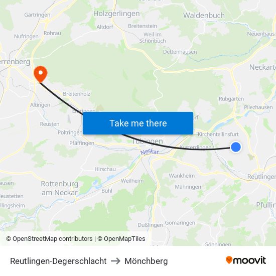 Reutlingen-Degerschlacht to Mönchberg map