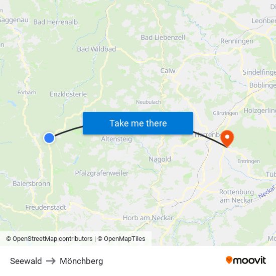 Seewald to Mönchberg map