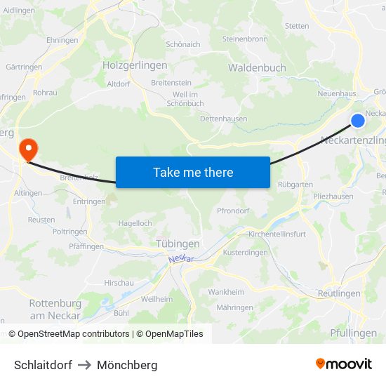 Schlaitdorf to Mönchberg map