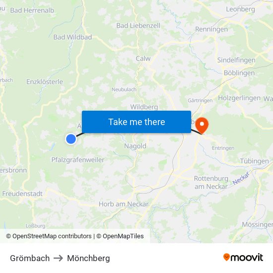 Grömbach to Mönchberg map