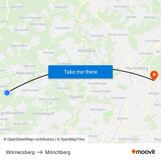 Wörnersberg to Mönchberg map