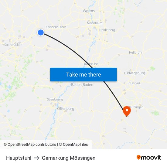 Hauptstuhl to Gemarkung Mössingen map