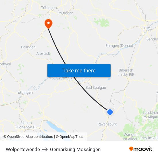 Wolpertswende to Gemarkung Mössingen map