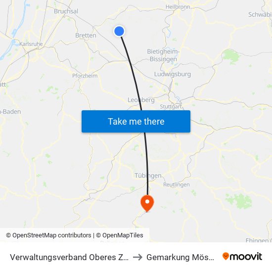 Verwaltungsverband Oberes Zabergäu to Gemarkung Mössingen map