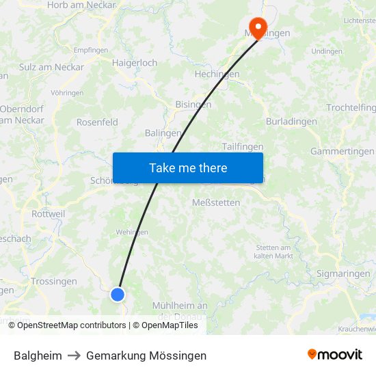 Balgheim to Gemarkung Mössingen map