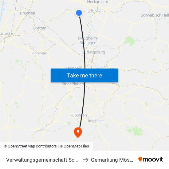 Verwaltungsgemeinschaft Schwaigern to Gemarkung Mössingen map