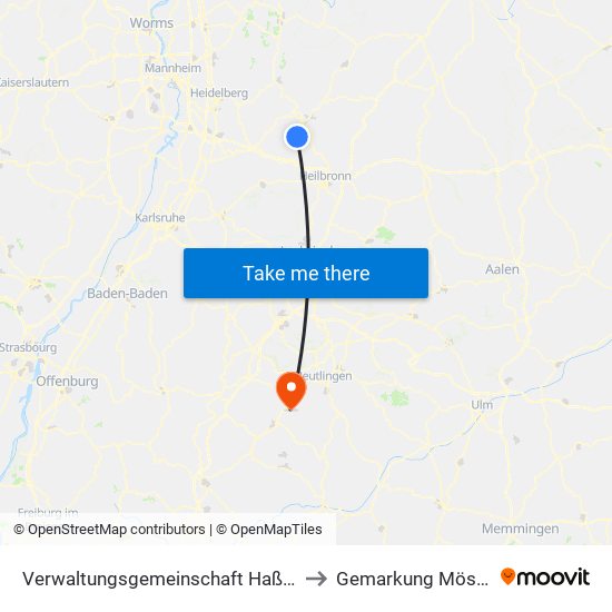 Verwaltungsgemeinschaft Haßmersheim to Gemarkung Mössingen map