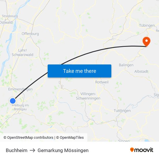 Buchheim to Gemarkung Mössingen map