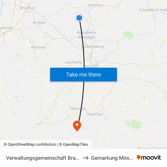 Verwaltungsgemeinschaft Brackenheim to Gemarkung Mössingen map