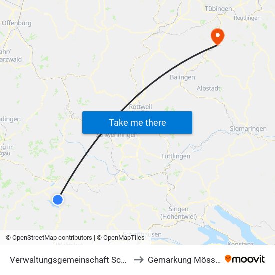 Verwaltungsgemeinschaft Schluchsee to Gemarkung Mössingen map