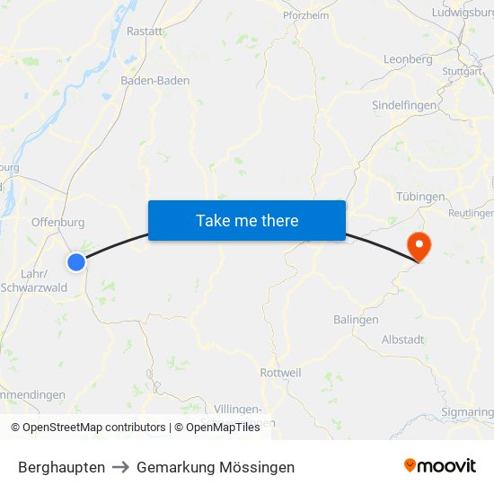 Berghaupten to Gemarkung Mössingen map