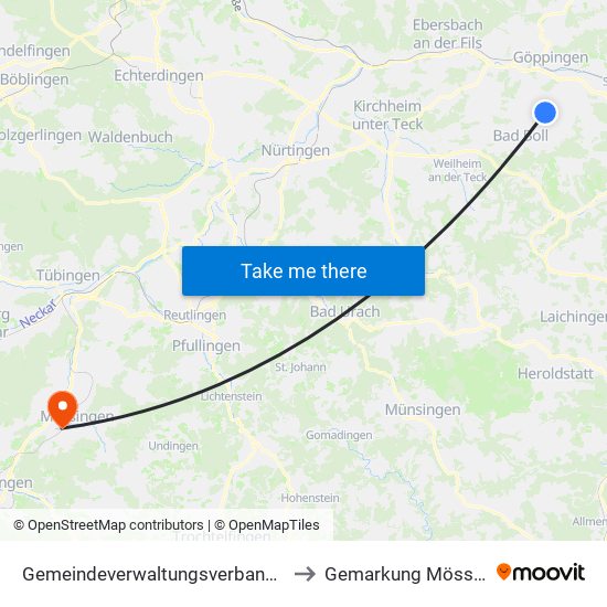 Gemeindeverwaltungsverband Voralb to Gemarkung Mössingen map