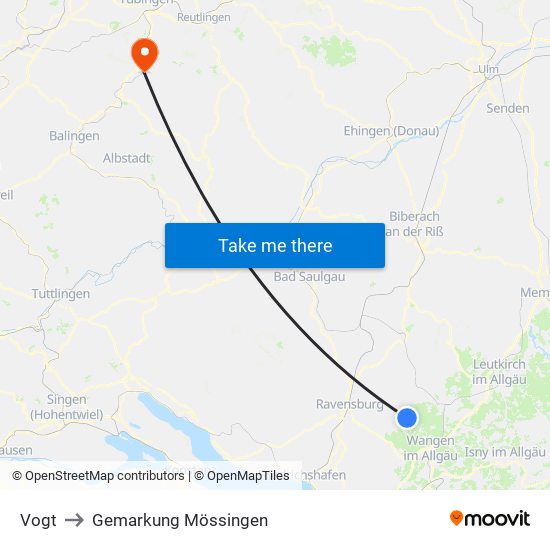 Vogt to Gemarkung Mössingen map