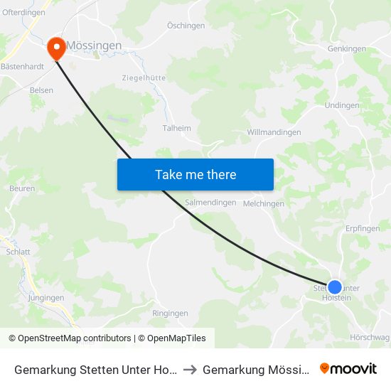 Gemarkung Stetten Unter Holstein to Gemarkung Mössingen map