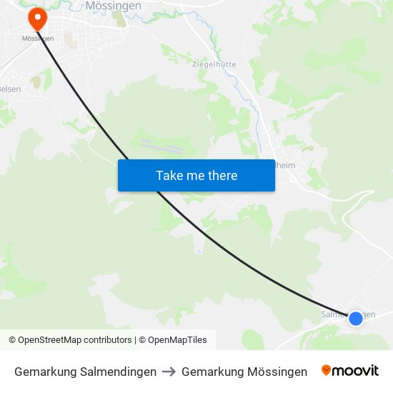 Gemarkung Salmendingen to Gemarkung Mössingen map