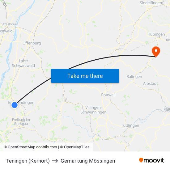 Teningen (Kernort) to Gemarkung Mössingen map