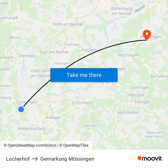 Locherhof to Gemarkung Mössingen map