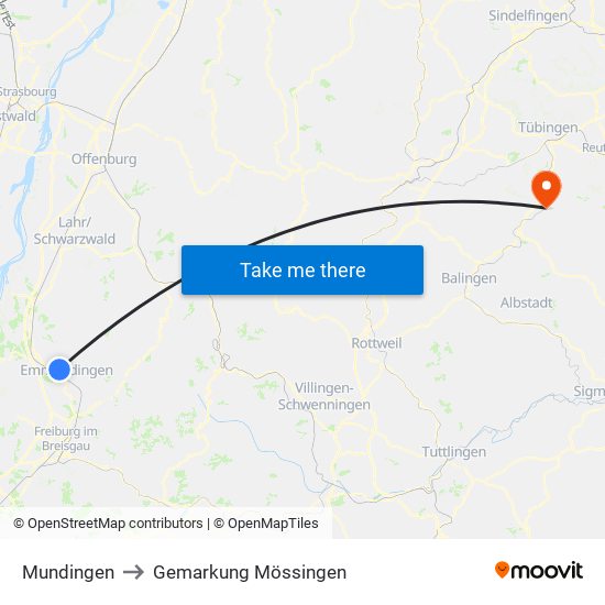 Mundingen to Gemarkung Mössingen map