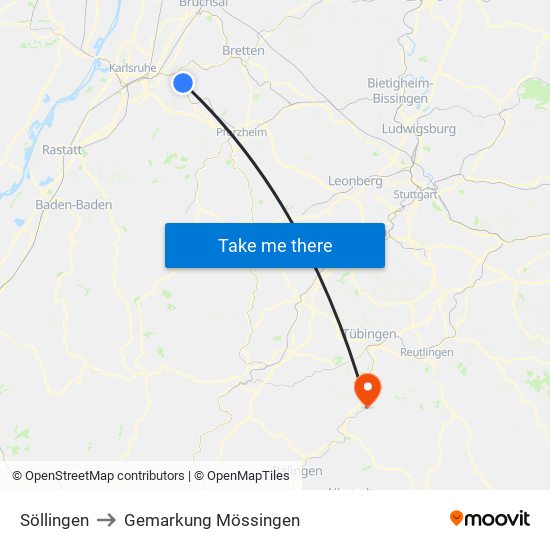 Söllingen to Gemarkung Mössingen map