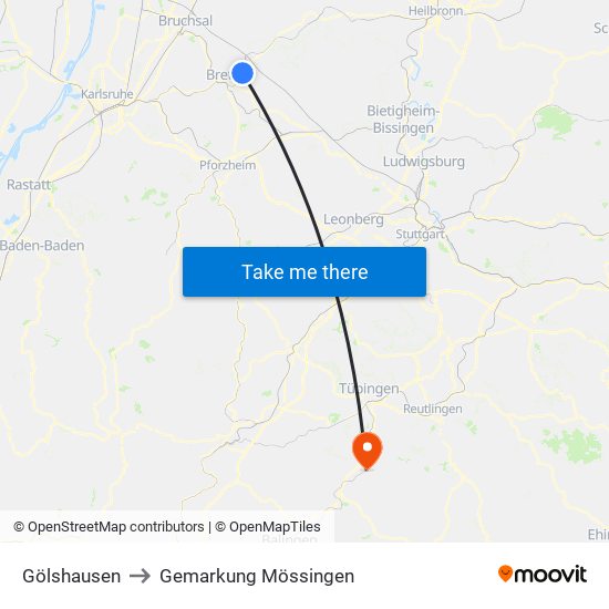 Gölshausen to Gemarkung Mössingen map