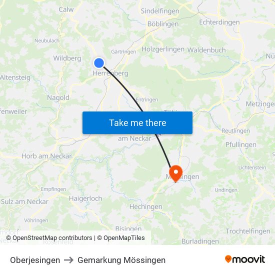 Oberjesingen to Gemarkung Mössingen map