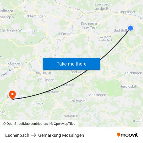 Eschenbach to Gemarkung Mössingen map