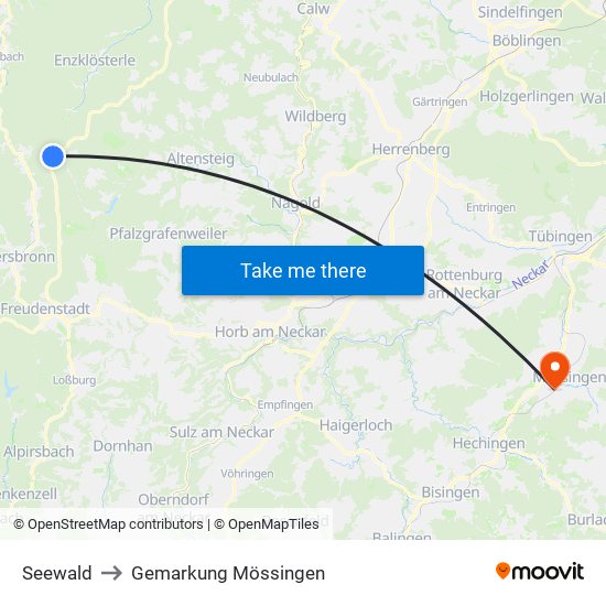 Seewald to Gemarkung Mössingen map