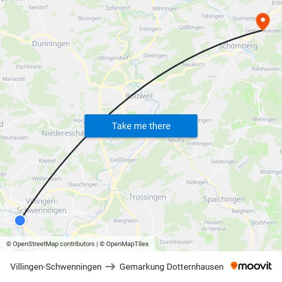 Villingen-Schwenningen to Gemarkung Dotternhausen map