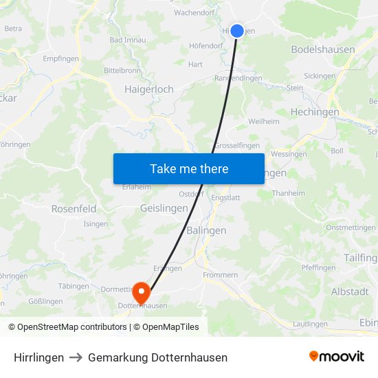 Hirrlingen to Gemarkung Dotternhausen map