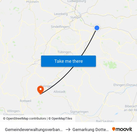 Gemeindeverwaltungsverband Plochingen to Gemarkung Dotternhausen map