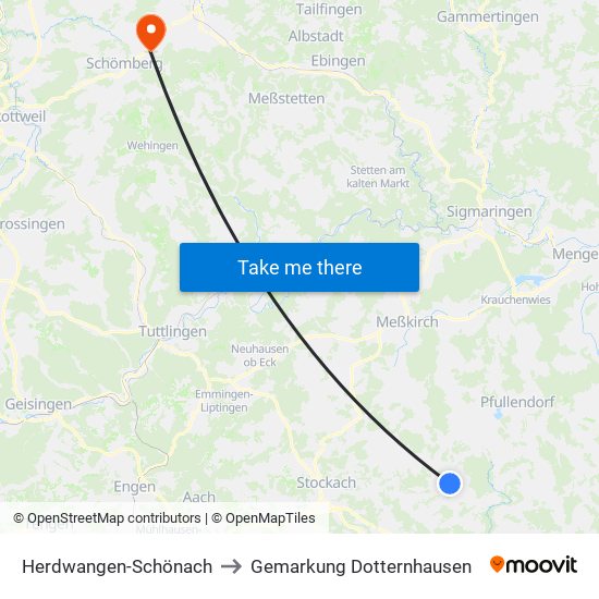 Herdwangen-Schönach to Gemarkung Dotternhausen map