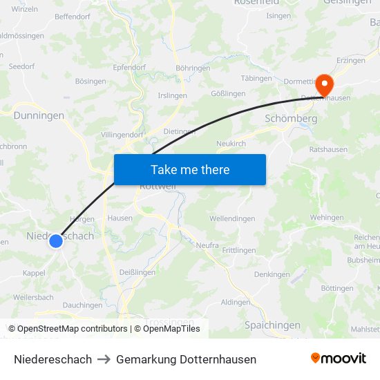 Niedereschach to Gemarkung Dotternhausen map