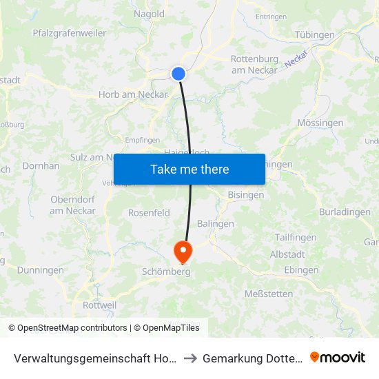 Verwaltungsgemeinschaft Horb am Neckar to Gemarkung Dotternhausen map