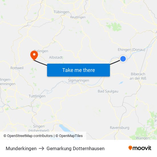 Munderkingen to Gemarkung Dotternhausen map