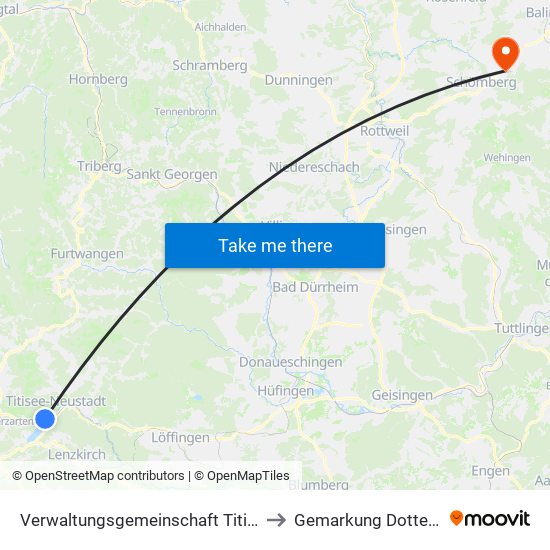 Verwaltungsgemeinschaft Titisee-Neustadt to Gemarkung Dotternhausen map