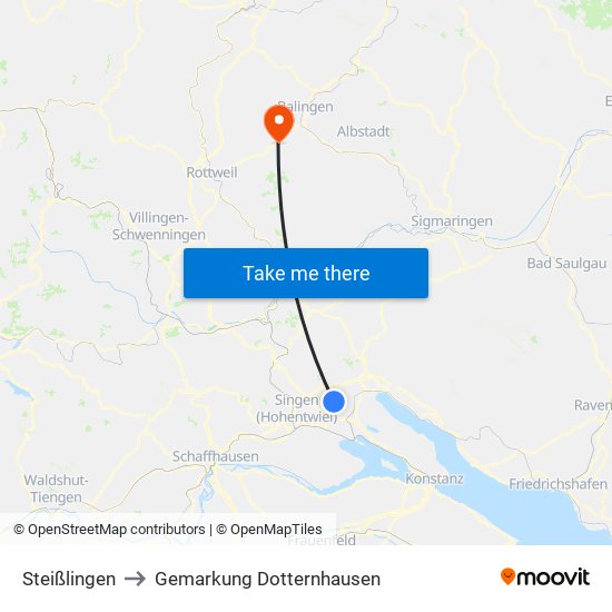 Steißlingen to Gemarkung Dotternhausen map