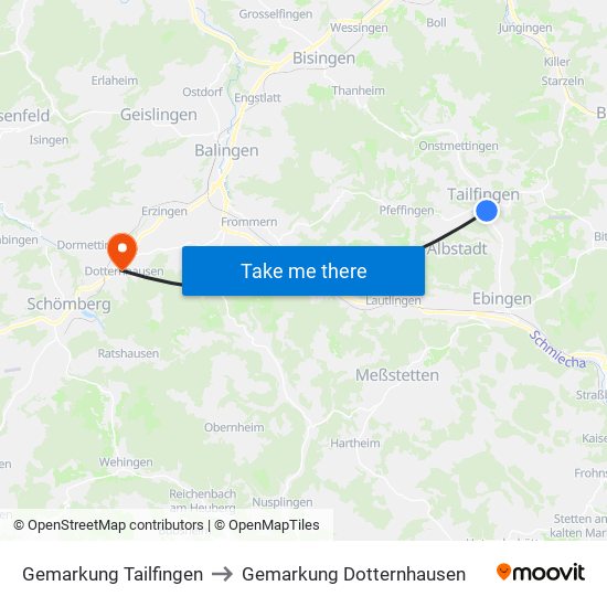 Gemarkung Tailfingen to Gemarkung Dotternhausen map