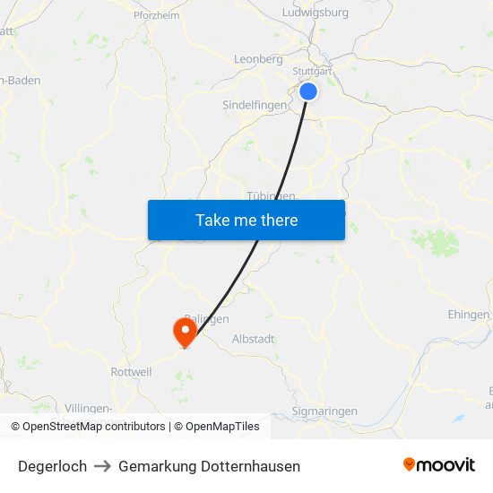 Degerloch to Gemarkung Dotternhausen map