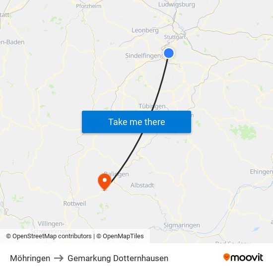 Möhringen to Gemarkung Dotternhausen map