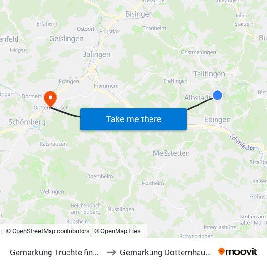 Gemarkung Truchtelfingen to Gemarkung Dotternhausen map