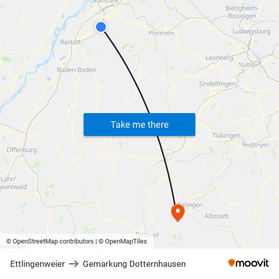 Ettlingenweier to Gemarkung Dotternhausen map