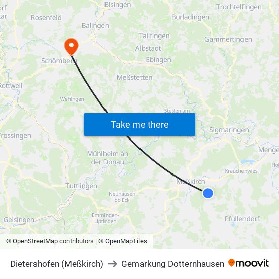 Dietershofen (Meßkirch) to Gemarkung Dotternhausen map