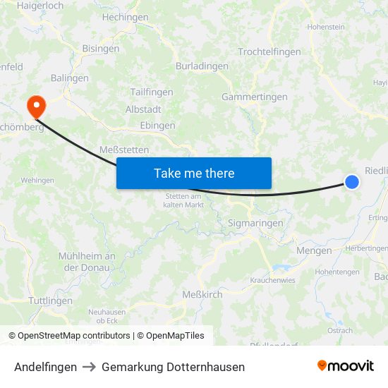 Andelfingen to Gemarkung Dotternhausen map