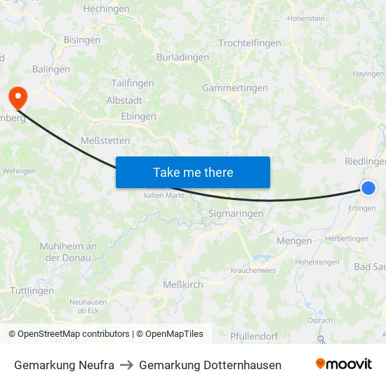 Gemarkung Neufra to Gemarkung Dotternhausen map