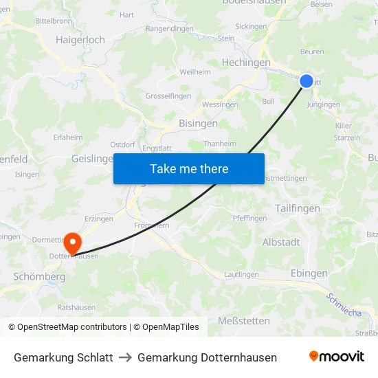 Gemarkung Schlatt to Gemarkung Dotternhausen map