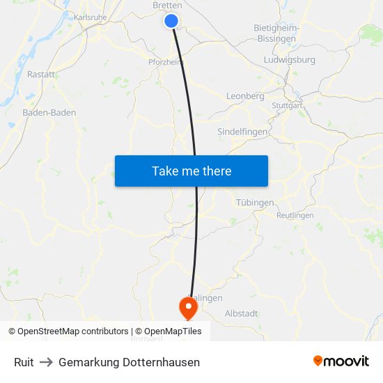 Ruit to Gemarkung Dotternhausen map