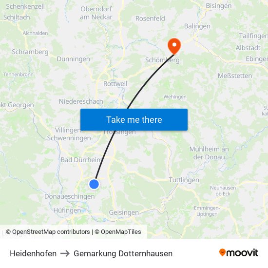 Heidenhofen to Gemarkung Dotternhausen map